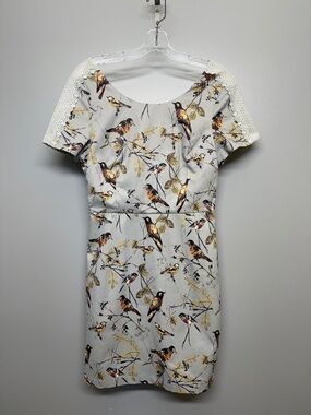 Angel Eye London Bird and Floral Pattern White Lace Midi Dress